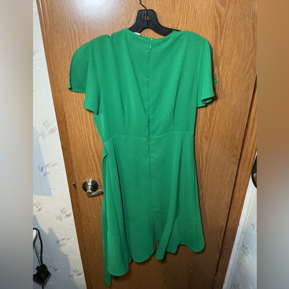 Altar’d State Green Wrap Dress | Flutter Sleeve Ruffle Hem | Size L - Picture 4 of 4